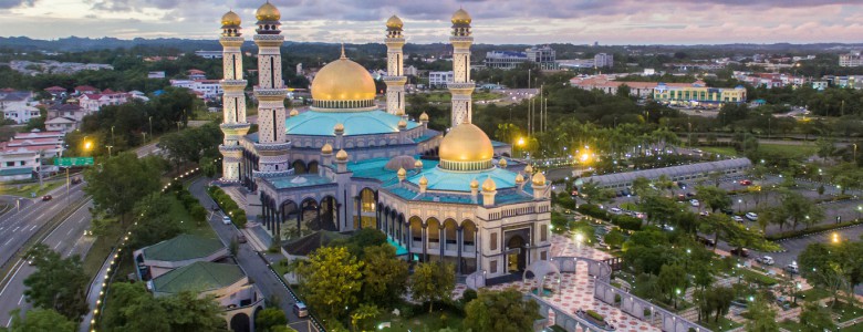 aerial view of mosque Jame' Asr Hassanil Bokliah at Brunei Darussalam