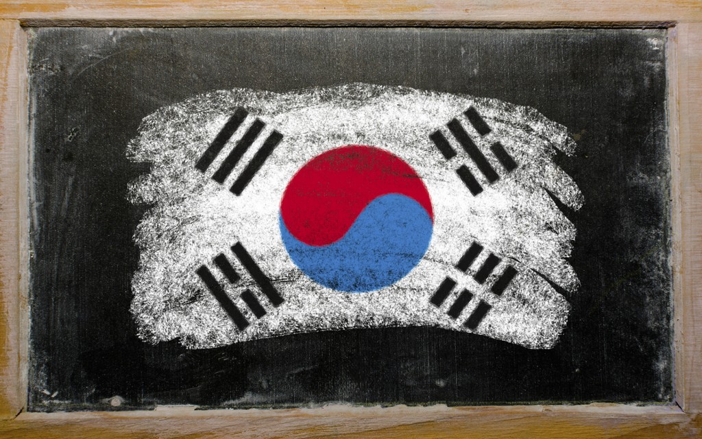 flag of South Korea on blackboard painted with chalk