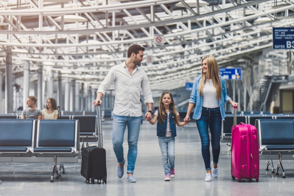 Family in airport