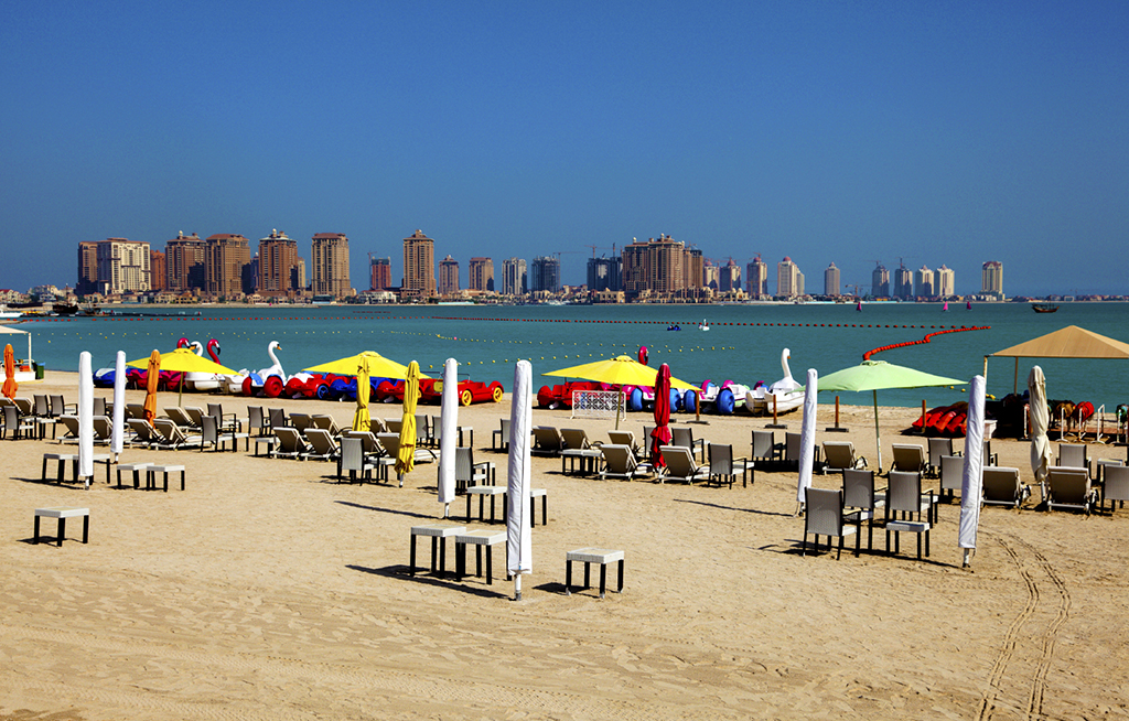 Beach of Katara Cultural Village in Doha, Qatar, Middle East